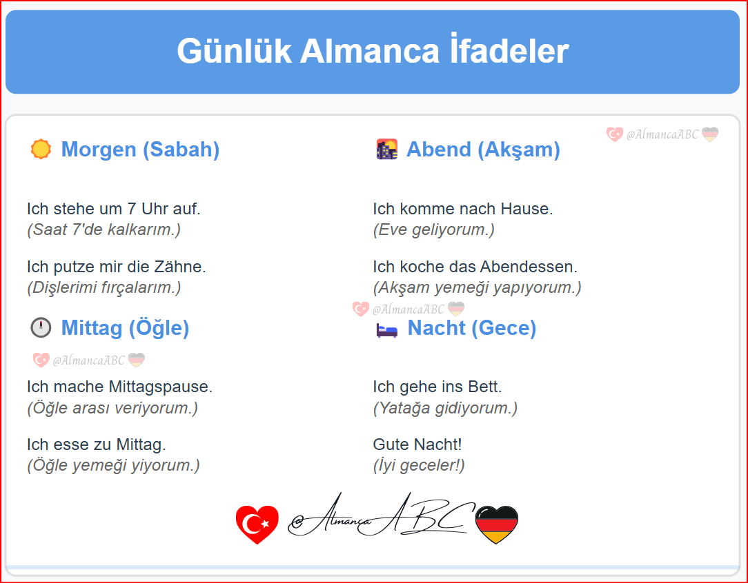 Günlük Almanca Rutin İfadeler