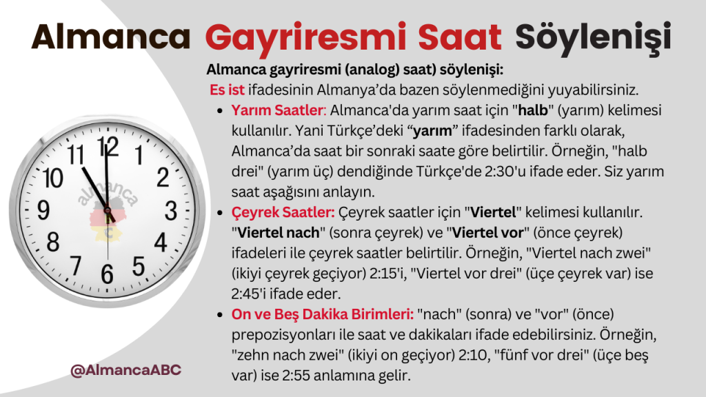 Gayriresmi Saat Kullanımı - Informel (12 Saatlik-Analog)