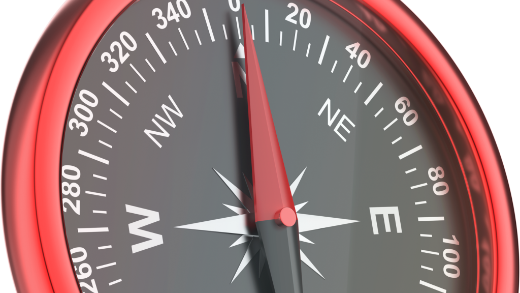 İ&ccedil;i siyah &ccedil;er&ccedil;evesi kırmızı resnkli tipik bir pusula