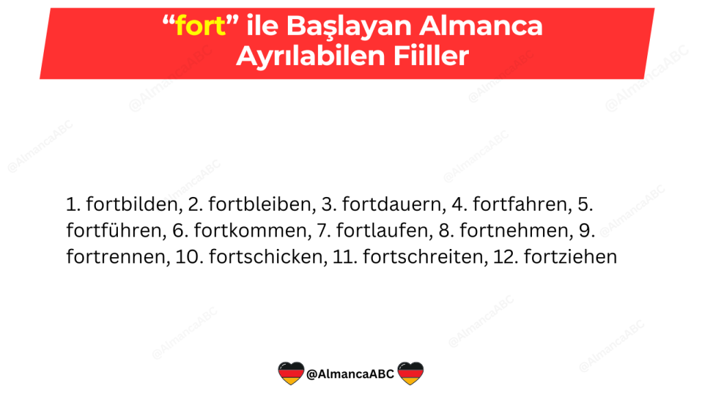 fort ile Başlayan Almanca Ayrılabilen Fiiller