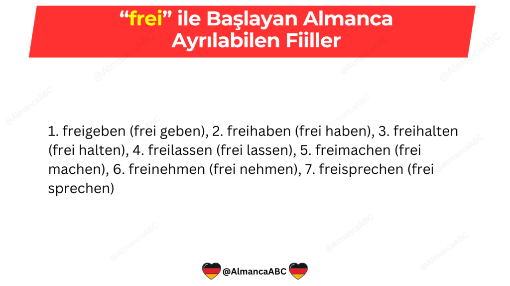 frei ile Başlayan Almanca Ayrılabilen Fiiller