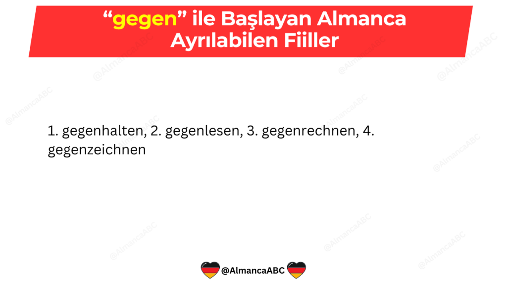 gegen ile Başlayan Almanca Ayrılabilen Fiiller