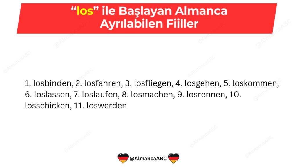 los ile Başlayan Almanca Ayrılabilen Fiiller