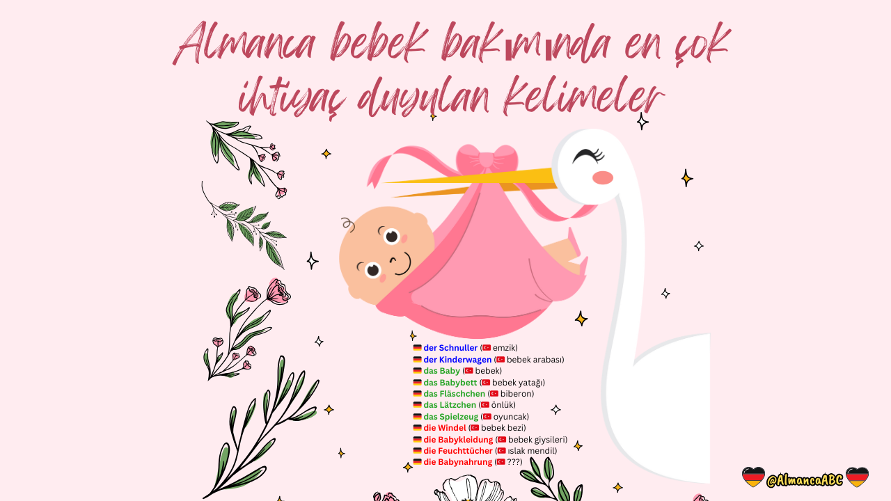 Almanca bebek bakımında en çok ihtiyaç duyulan kelimeler
