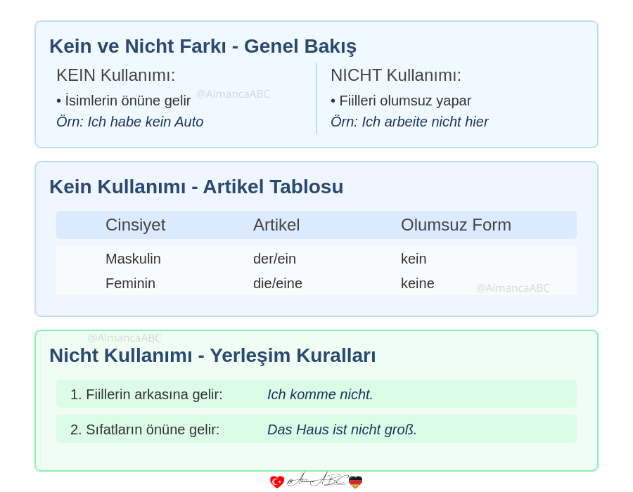 Kein ve Nicht Farkı