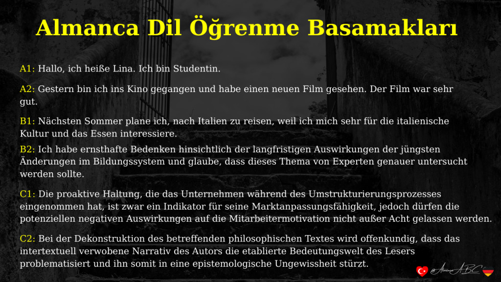 Almanca Dil Seviyeleri; C&uuml;mle c&uuml;mle Almanca &Ouml;ğrenme Aşamaları