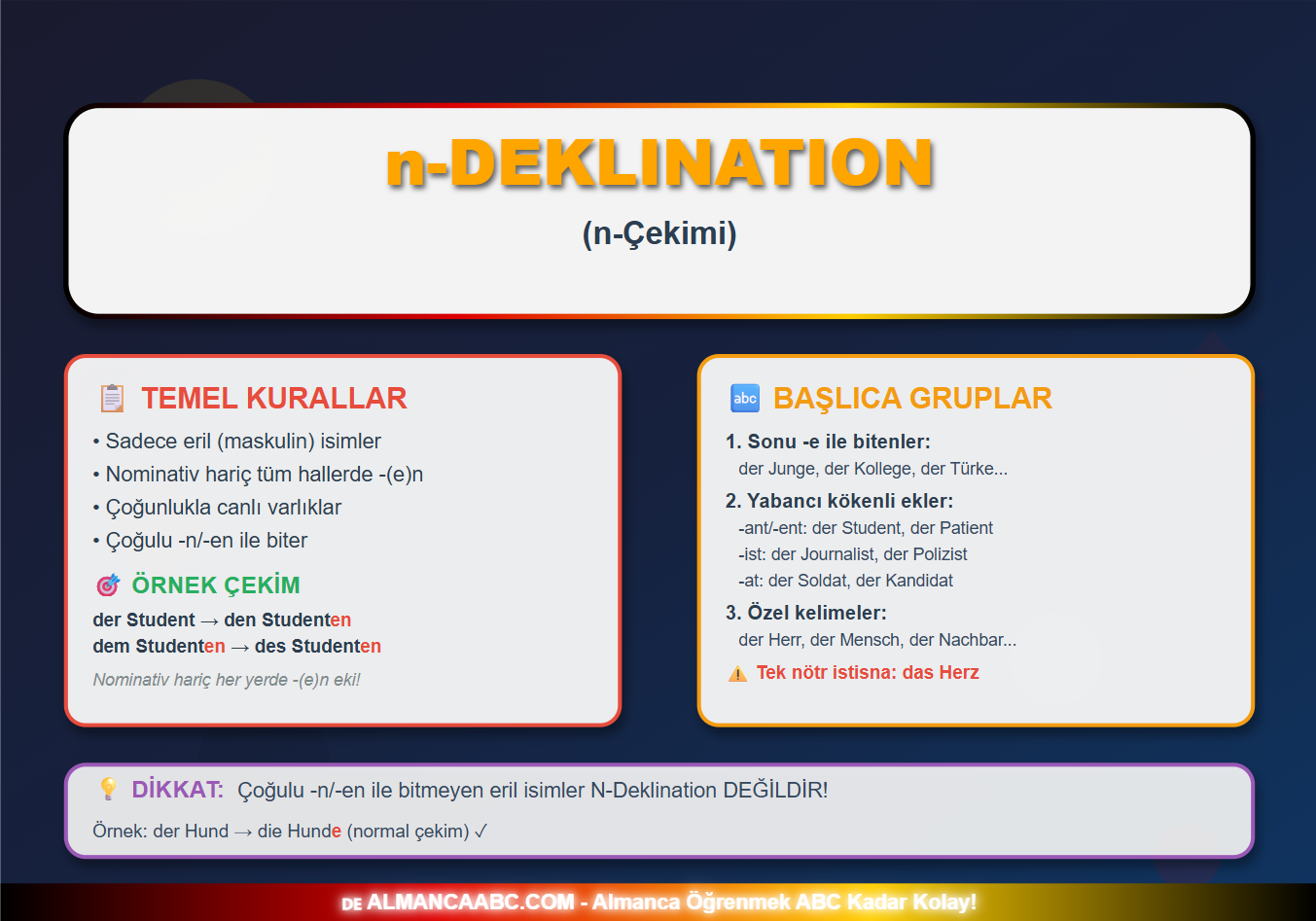 n-Deklination (Almanca n-Çekimi) Konu Anlatımı ve Tüm Kuralları Kapak