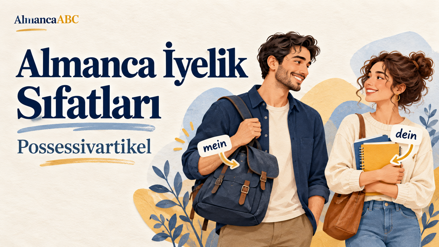 Almanca iyelik sıfatları; mein ve dein ile sahiplik örnekleri.
